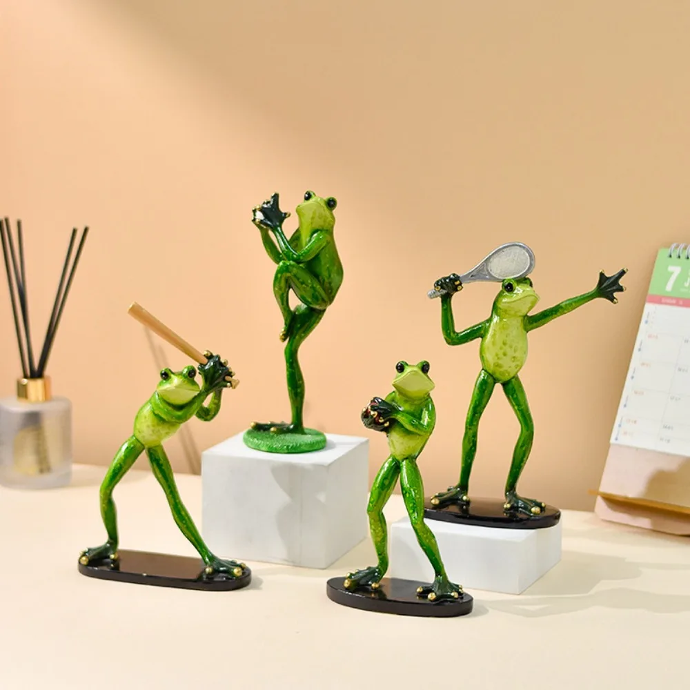 Frosch-Gartenfigur Tennis-Frosch-Statue Tier-Dekoration Frosch-Außenskulptur Hof-Gartendekoration Wohnausstattung