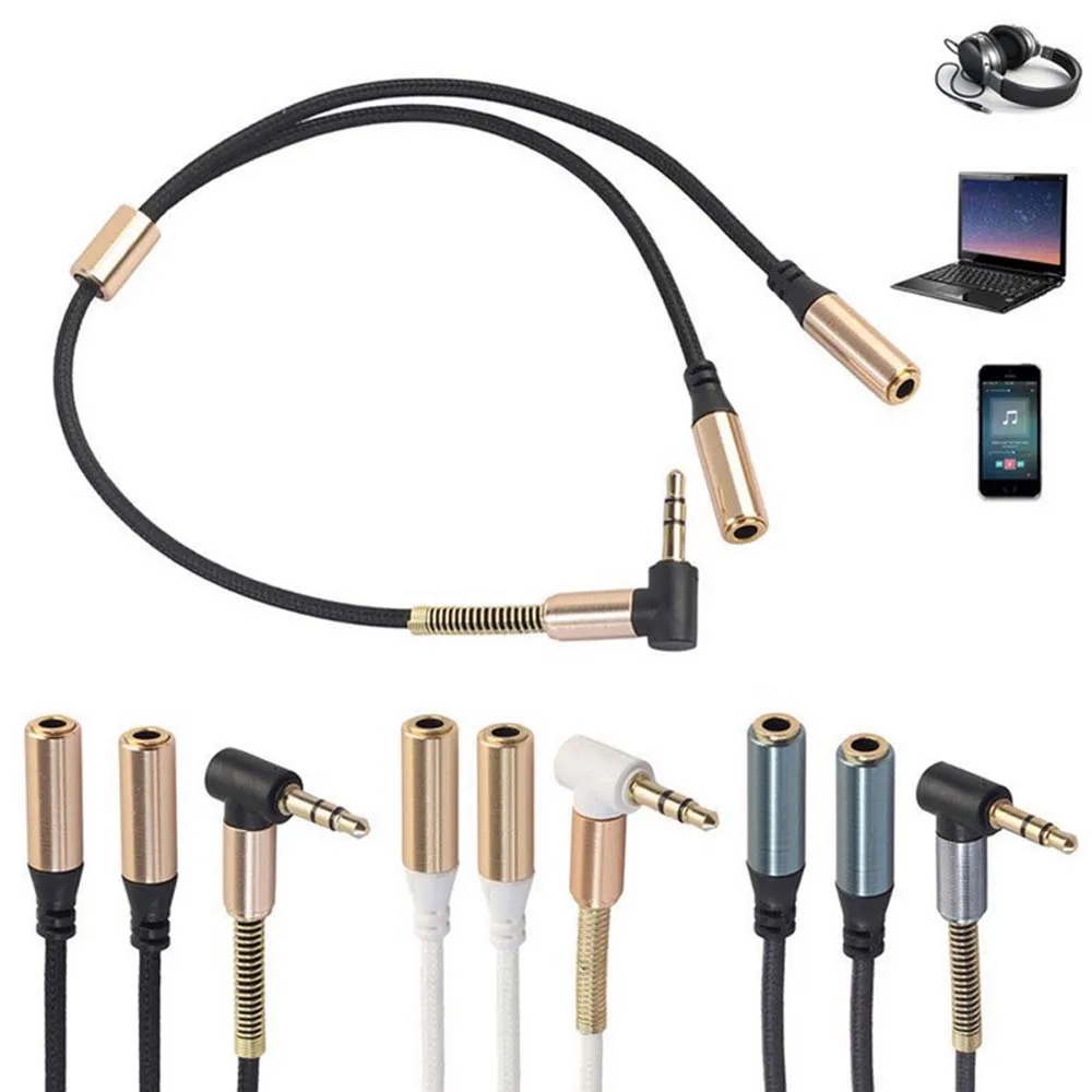 Share Cable Adapter 1 To 2 Dual Female Male to Female Audio Extension Cables Headphone Adapter Audio Cable Y Splitter Cable