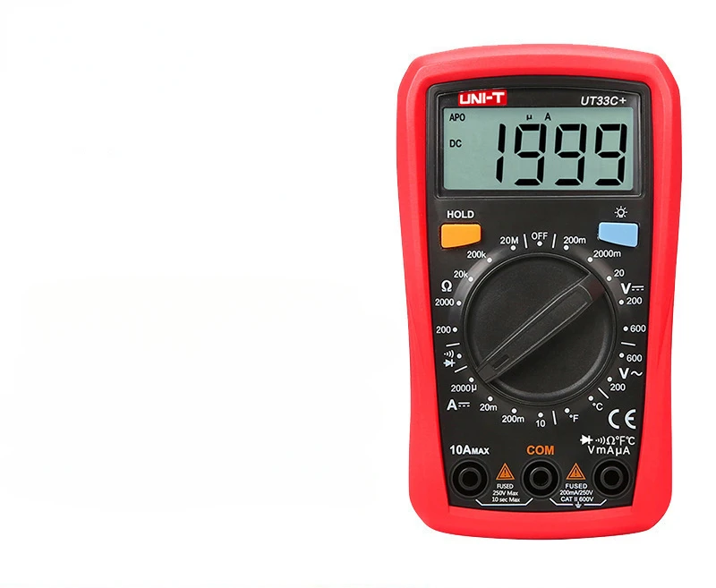 UT33C + digital multimeter, temperature measurement function, backlit display