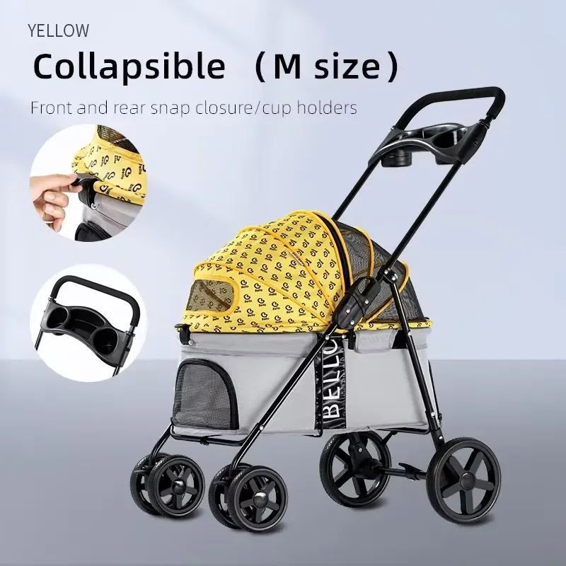 Lightweight Outdoor Folding Pet Stroller Small Dog & Cat Teddy Travel Carrier for Carrying Puppies & Cats