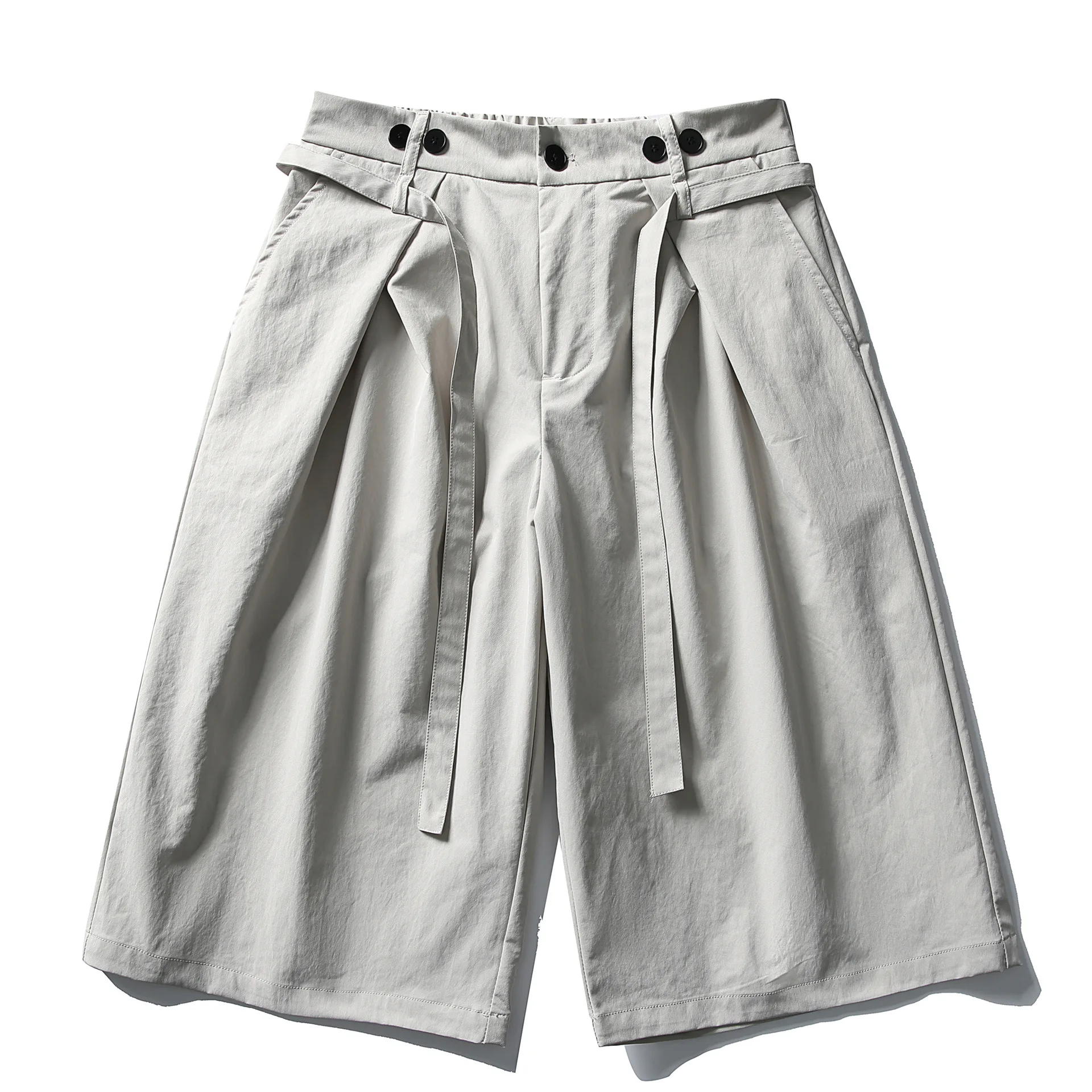 

2026 Summer Japanese Retro Commuter Strap Drawstring Workwear Casual Shorts Men's and Women's Loose Wide Leg Capris