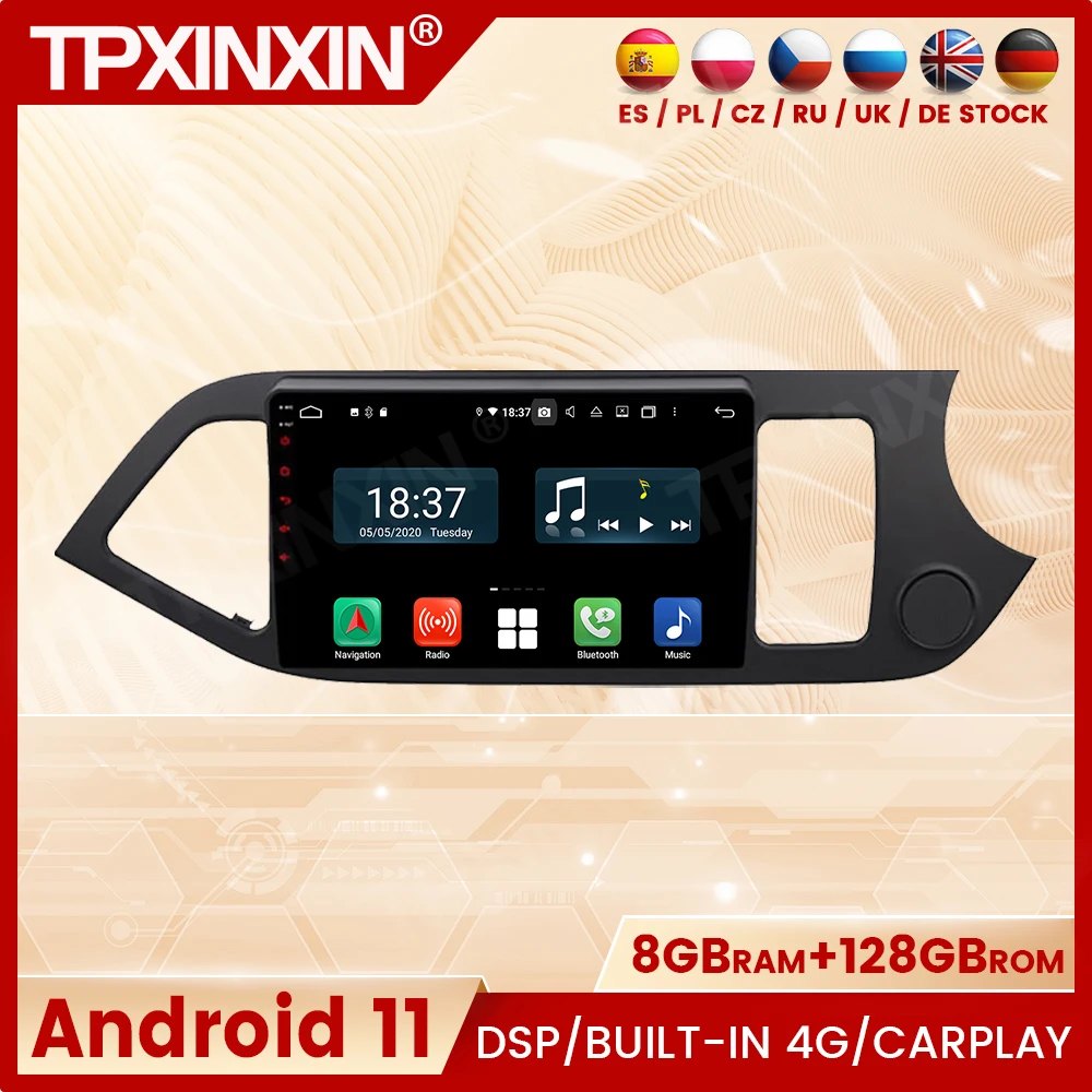 Automotive Multimedia GPS 2 Din Android 11 Player For Kia Picanto Morning 2012 2013 2014 2015 Radio Coche With Bluetooth Carplay