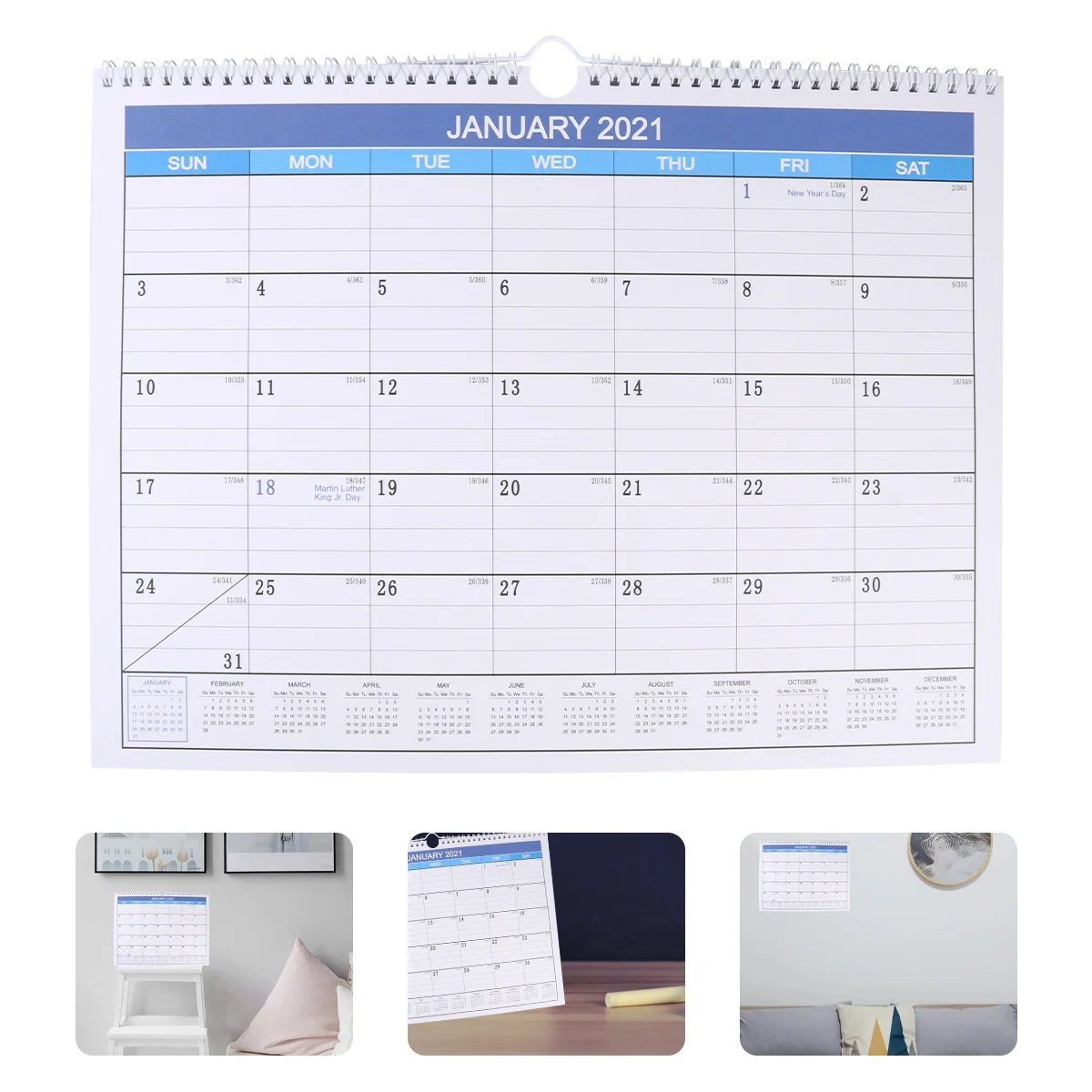 1Pcs English Edition Calendar 2021 Premium Paper Decorative Desk Tabletop Schedules Chic Style Home Office Decoration