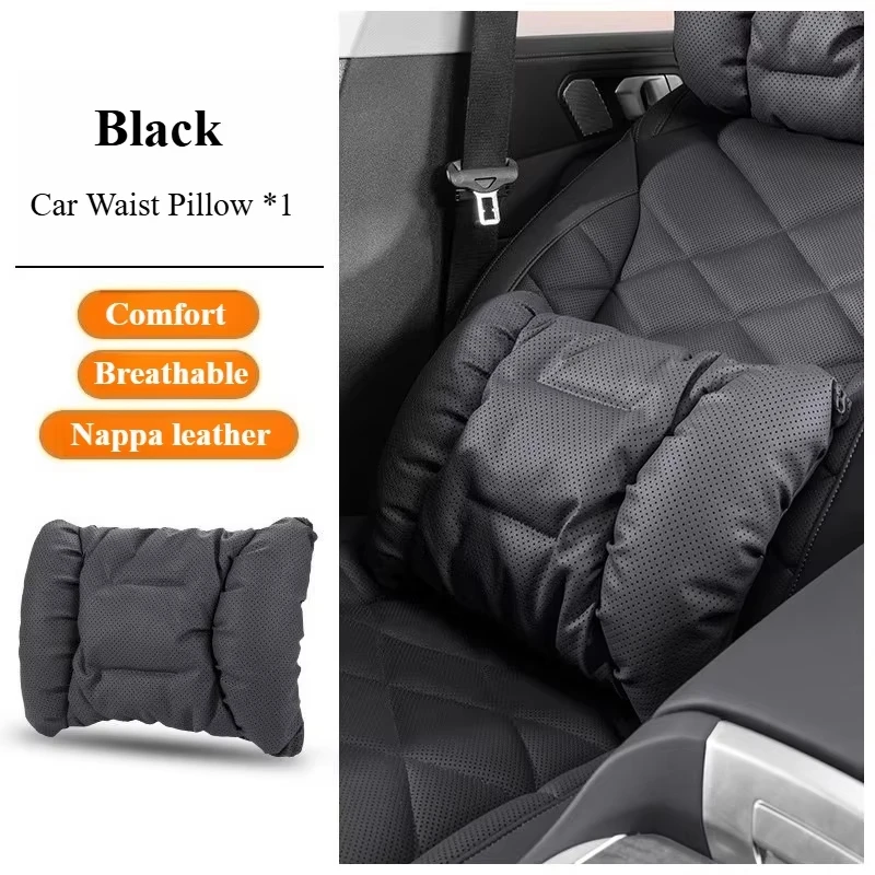 Napa-Leder Auto-Kopfstütze Nackenstütze Sitz-Lendenkissen, Auto-Nackenkissen, Lendenkissen, Geeignet für Verschiedene Autos – Detail 12