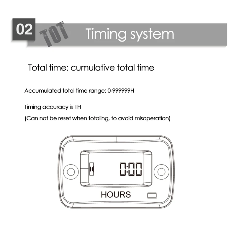 Digital Hour Meter For Motocycle Farm Tractor Marine Compressor ATV Outboards Chainsaw And Other AC/DC Power Devices