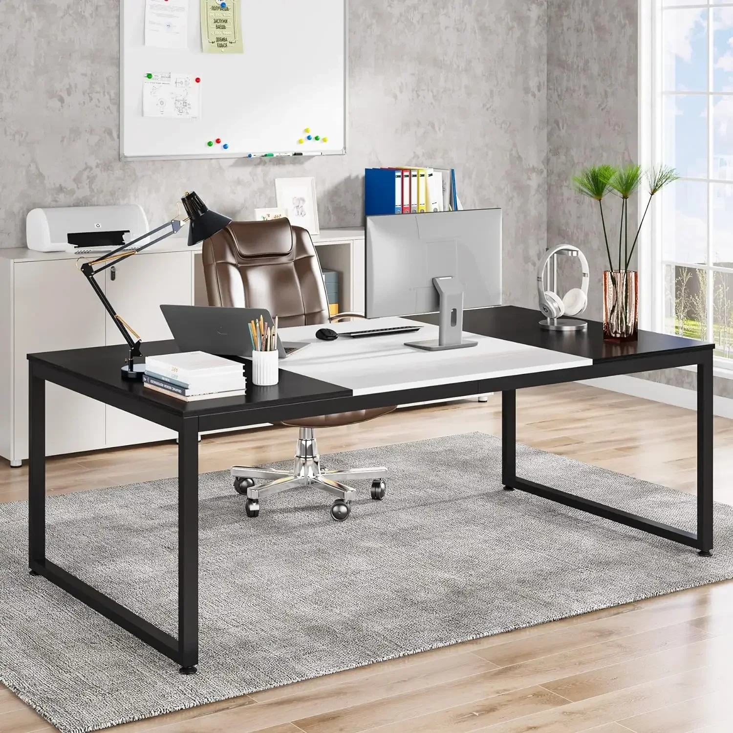 Tribesigns 70.8 Inch Modern Executive Desk Large Workstation Office Computer Table Modern Simple Business Study Writing Desk