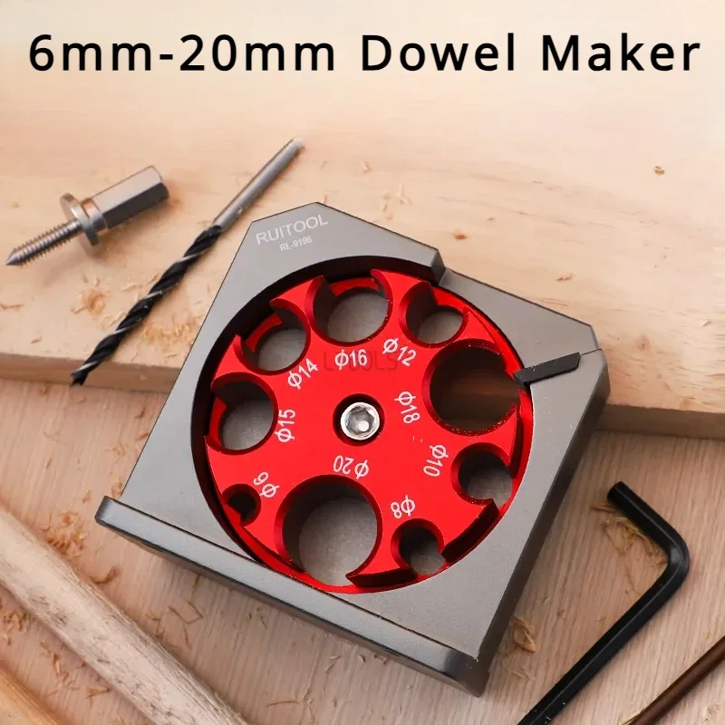 Woodworking Wood Stick/Round Rod Maker Adjustable 9-holes Dowel Maker Jig Electric Drill Milling Dowel Round Rod Maker DIY Tools