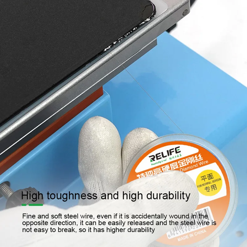 RELIFE RL-059A/B/C High Hardness Molybdenum Cutting Wire 0.03/0.05/0.08MM 100m/329ft for LCD Front Glass Separator Repair Tool