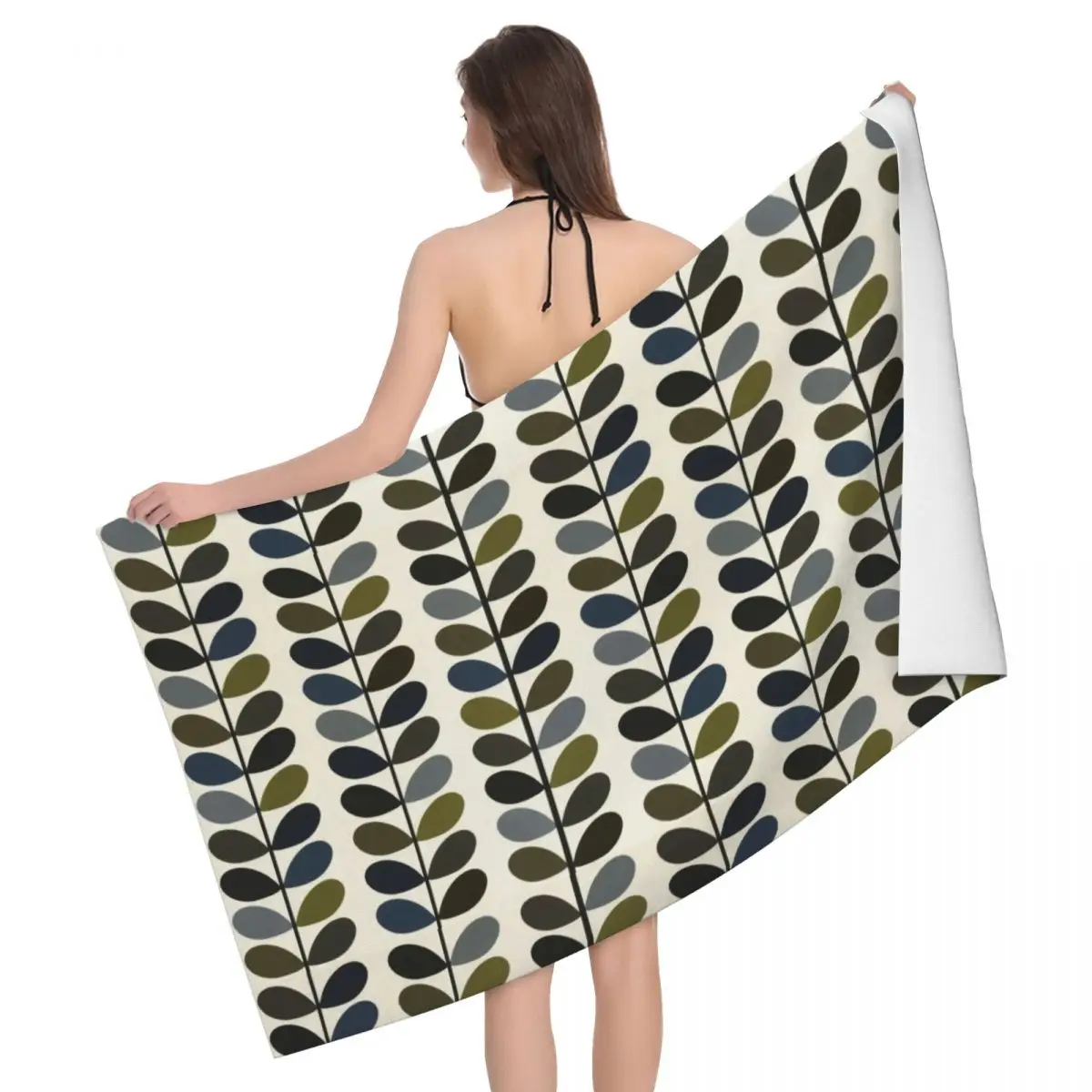 

Customized Orla Kiely Mid Century Modern Quick Dry Microfiber Beach Bath Towel Breathable Scandinavian Sports Bathroom Towels