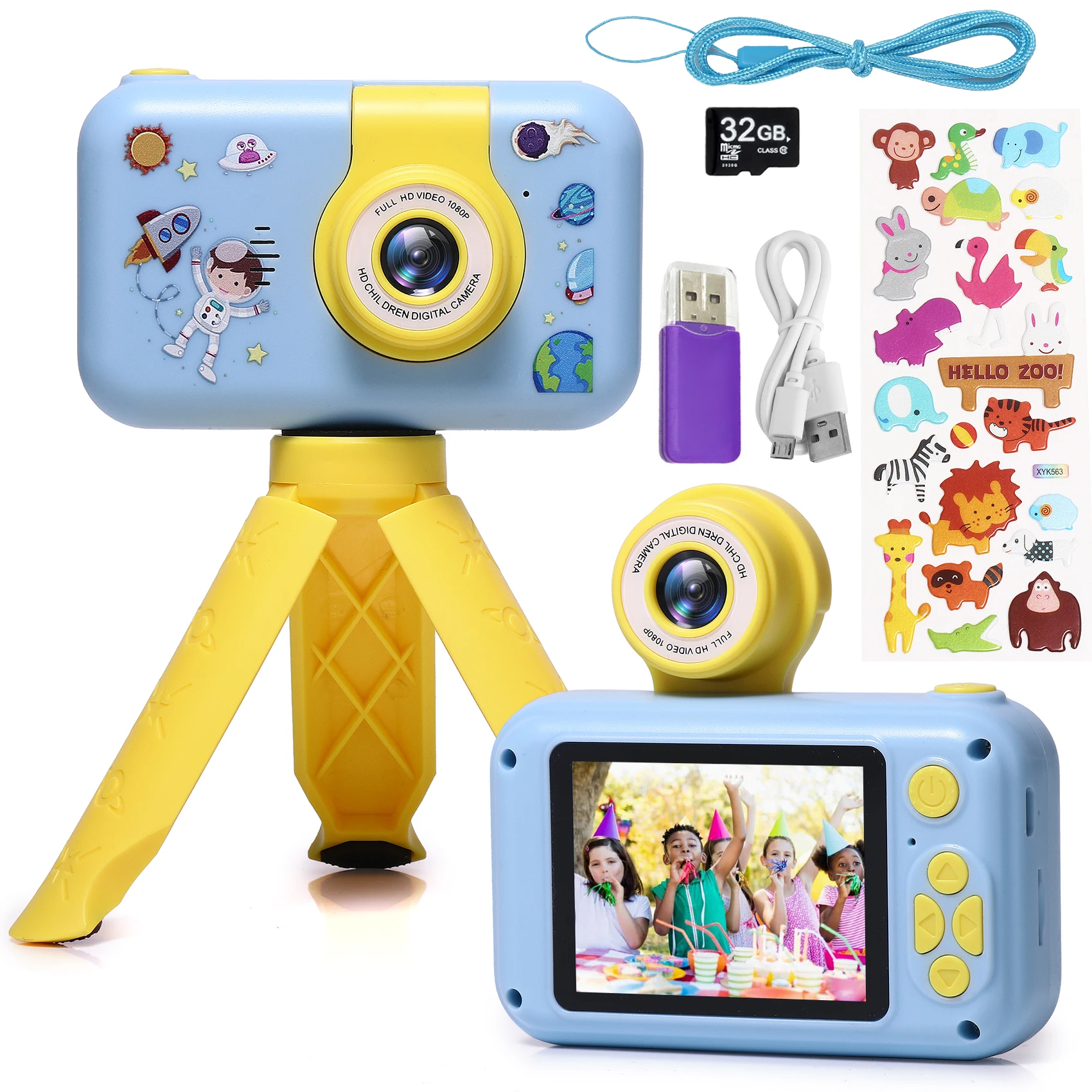 Kids Camera with Flip-up Lens 1080P HD Digital Selfie Video Camera Birthday Christmas Gift for Girls Boys Educational Toys