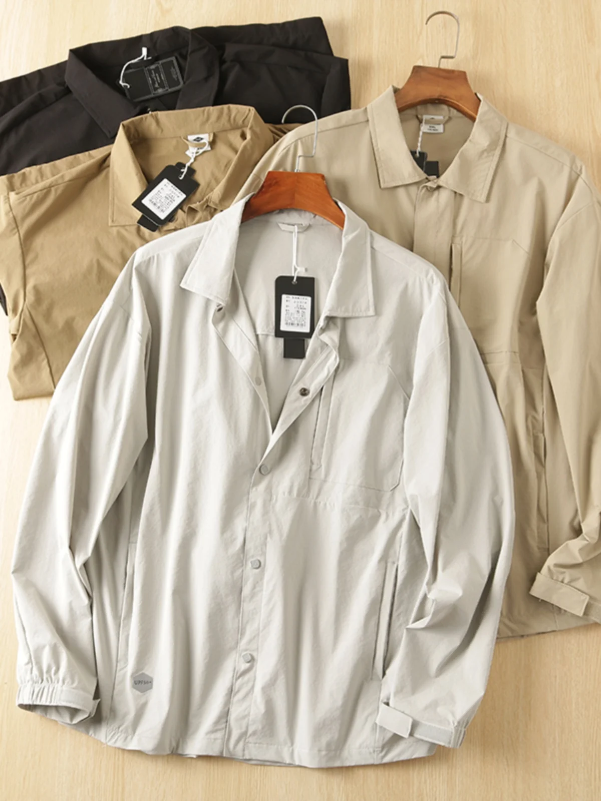 

Легкий повседневный уличный джет, мужской свободный длинный све с откидным воротником, тонкий осенний модный городской туристический джерт