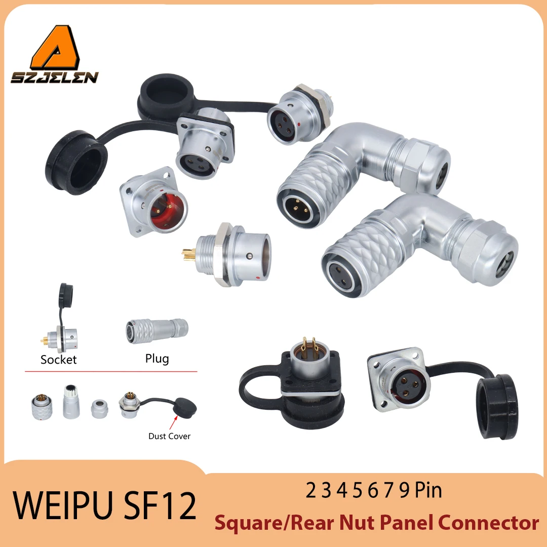 New Arriving WEIPU SF12 Right Angle Plug 2 3 4 5 6 7 9 Pin IP67 Waterproof Connector Aviation Connector Plug and Socket