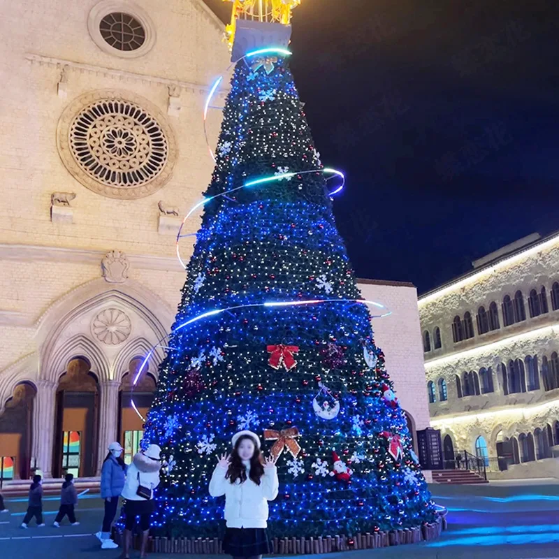 

Blue large Christmas tree 15 meters bow decoration luxury