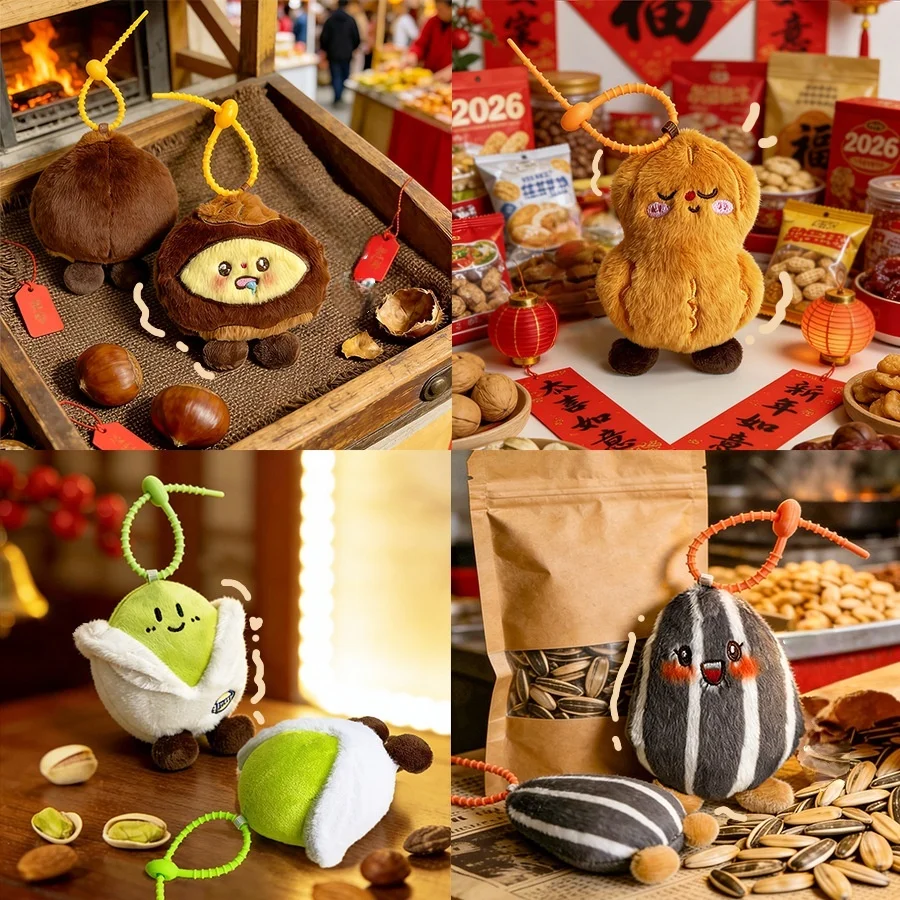 

1 шт. Мягкий плюшевый брелок-подвеска из серии орехов: каштан, арахис, фисташка, для украшения рюкзака, сумки, в подарок