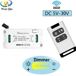 RF 433 Mhz 무선 조광기 조명 스위치 원격 제어 Dc 5v 12v 24v 30v 조광기 미니 릴레이 수신기 Dc 모터 Led 조명 램프