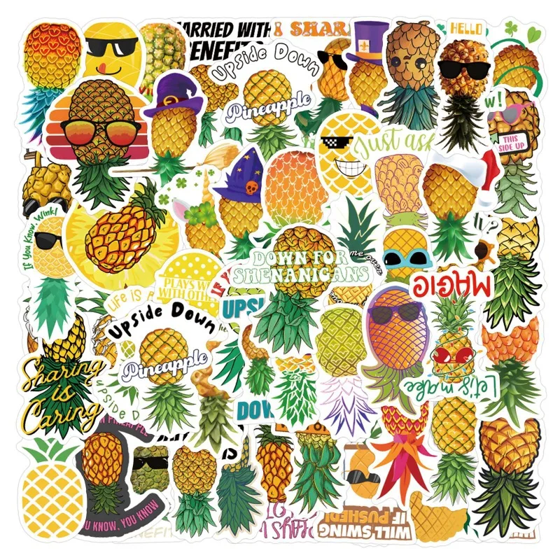 55PCS Cartoon Fruit Upside Down Pineapple Creative Notebook Luggage Water Cup Computer Children's Decoration Waterproof Sticker