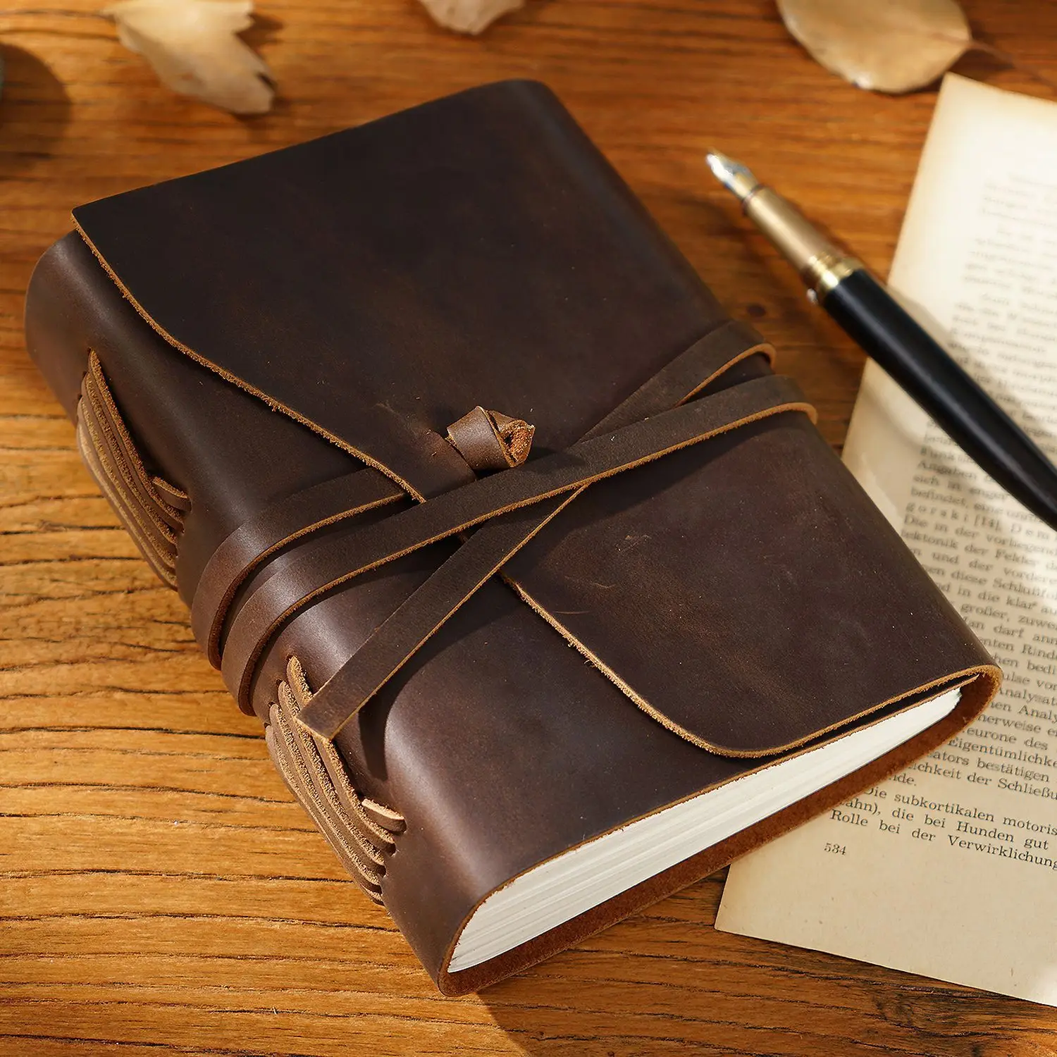 High Quality Handcraft Vintage Large Journal Soft Genuine Leather Notebook Gift Journal Pure Leather Diary