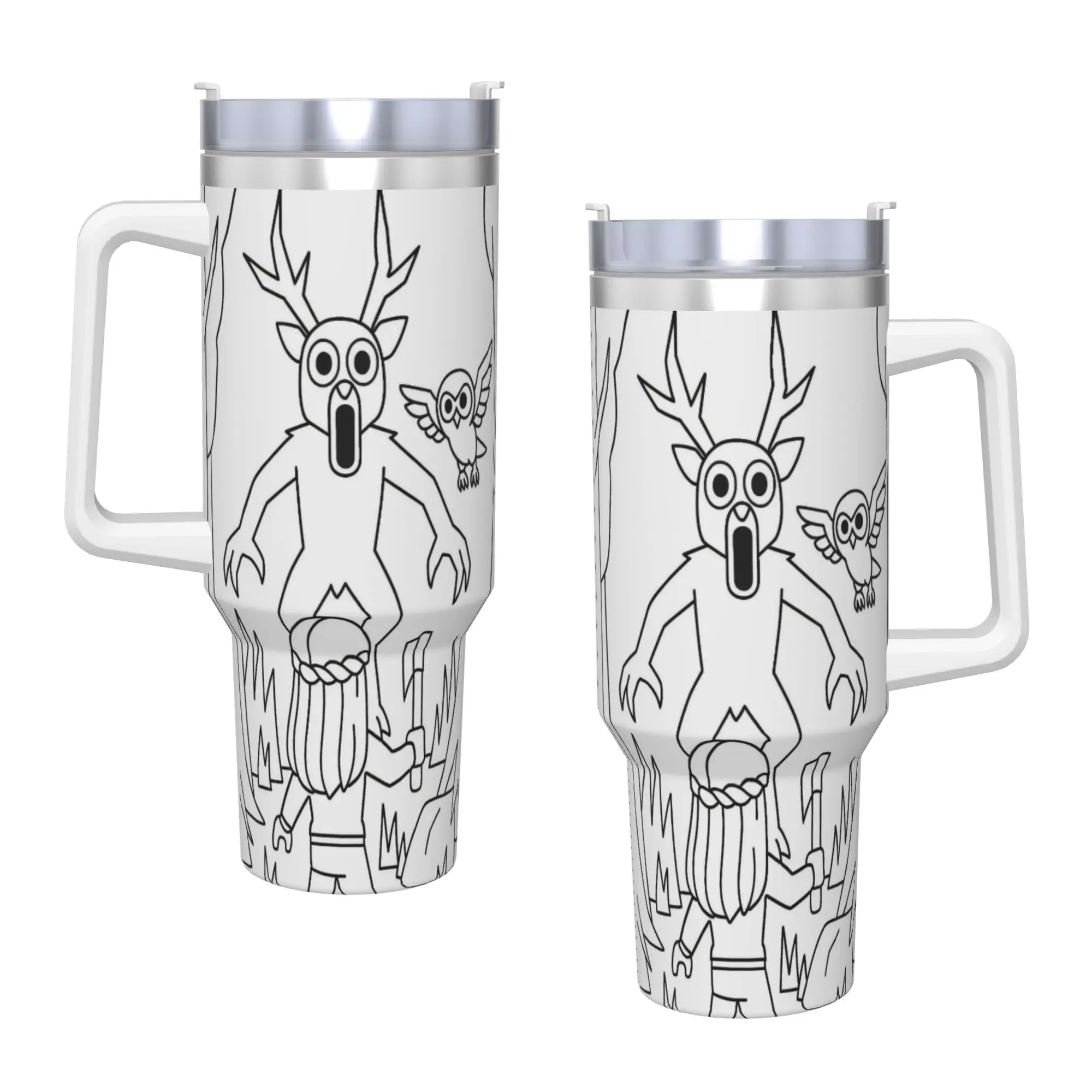 99 ليالًا في الغابة كوب من الفولاذ المقاوم للصدأ كوب حراري للسفر مع شفاطات وغطاء أكواب سيارة كبيرة زجاجة مياه للمشروبات الباردة