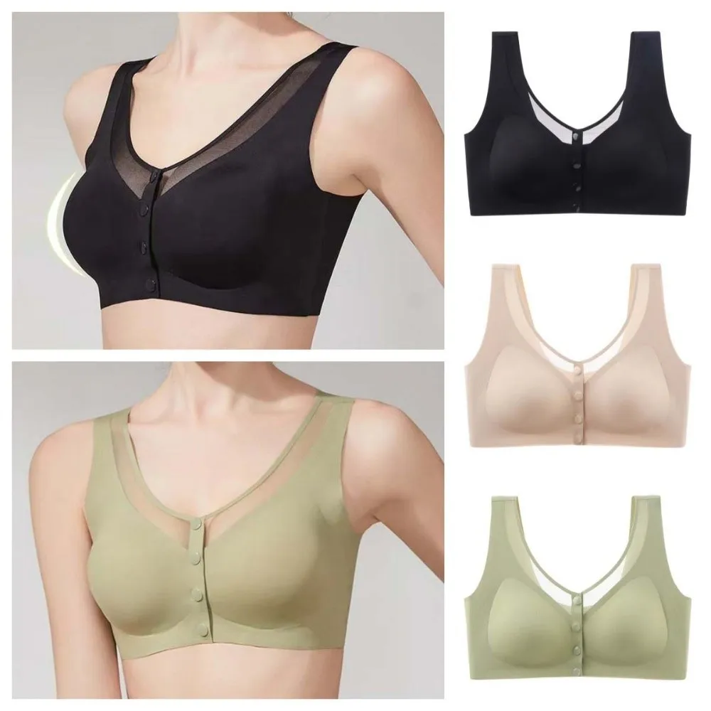 

Бесшовный бюстгальтер с поддержкой передней пуговицы, нижнее белье с эффектом пуш-ап, нижнее белье для женщин, большой размер, тонкий беспроводной бюстгальтер с глубоким V-образным вырезом для девочек