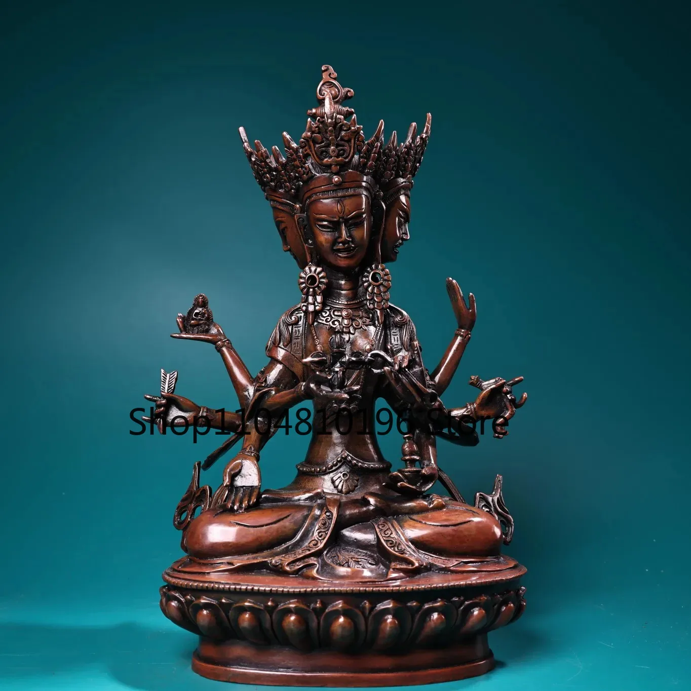 Bronze Namgyalma Buddha Three heads Eight arms seated Buddha Worship Hall