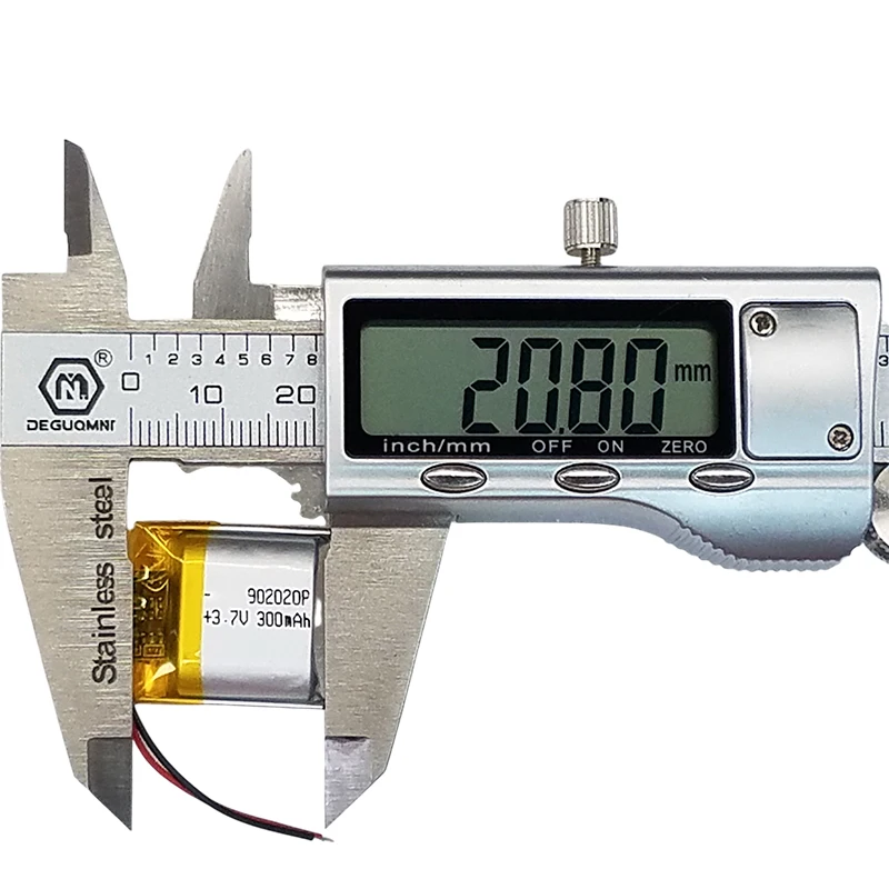 Durable 3.7V 300mAh Li-ion Battery 902020 Rechargeable Cell for Mini Electronics, DIY Projects, and Wearables