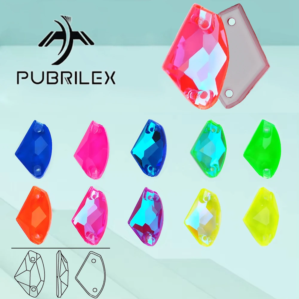 PUBRILEX Galactic-diamantes de imitación de cristal de neón con chafantes, suministros de costura con parte posterior plana, cristales para bolsos, decoración de ropa