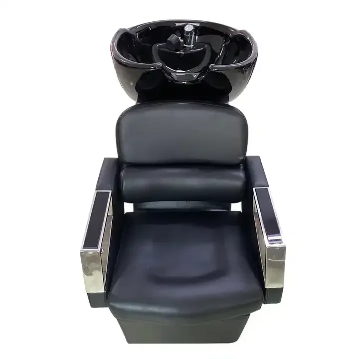 Semi-reclining Shampoo Bed for Hairdressers and Hair Salons. Seated Flush Shampoo Bed with Armrests. Shampoo Chair.