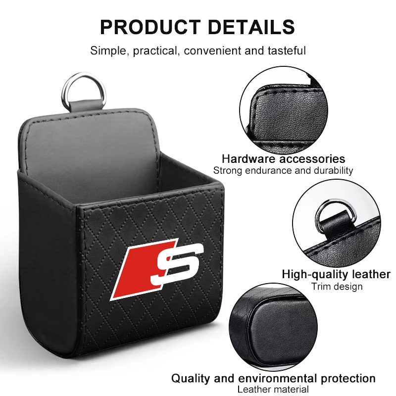 سيارة حقيبة تخزين جلدية تنفيس الهواء لوحة القيادة مرتبة معلقة المنظم صندوق لأودي سلاين A1 A3 A4L A5 A6 A7 Q3 Q7 TT R8 B5 B6 B8 #4