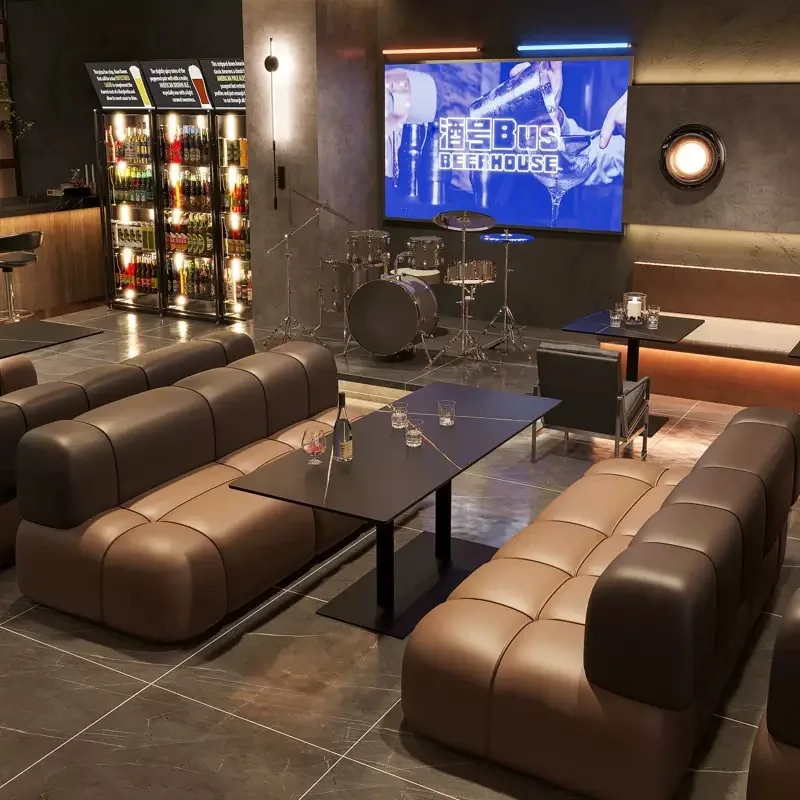 Sofa coffee table combination U-shaped L-shaped sofa coffee table table and chair combination bar night club card seat