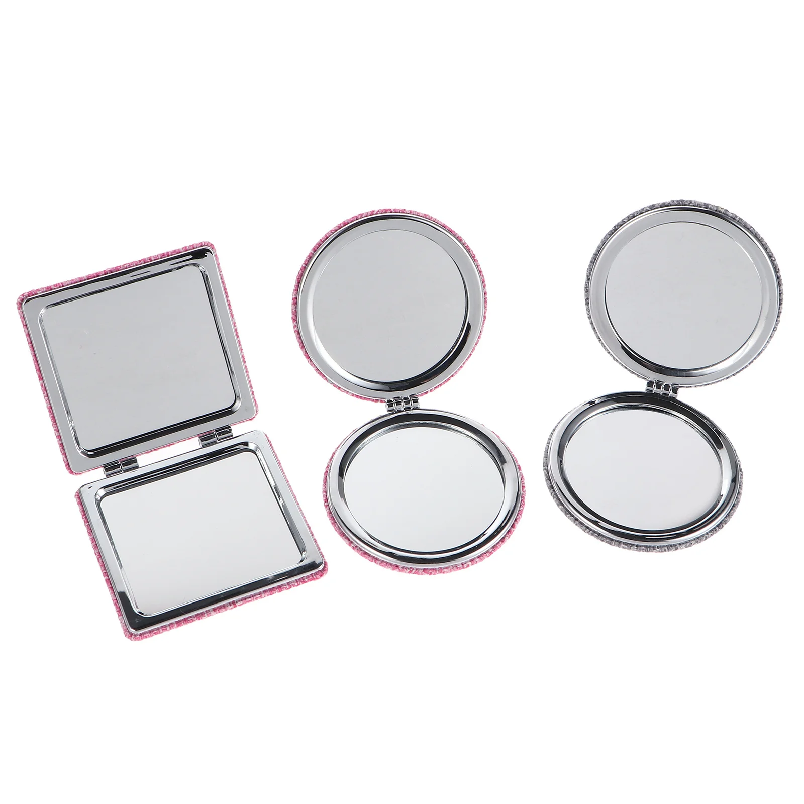 

3Pcs Makeup Mirror Foldable Desktop Mirror Metal Cloth ABS Material Stable Practical Design for Women