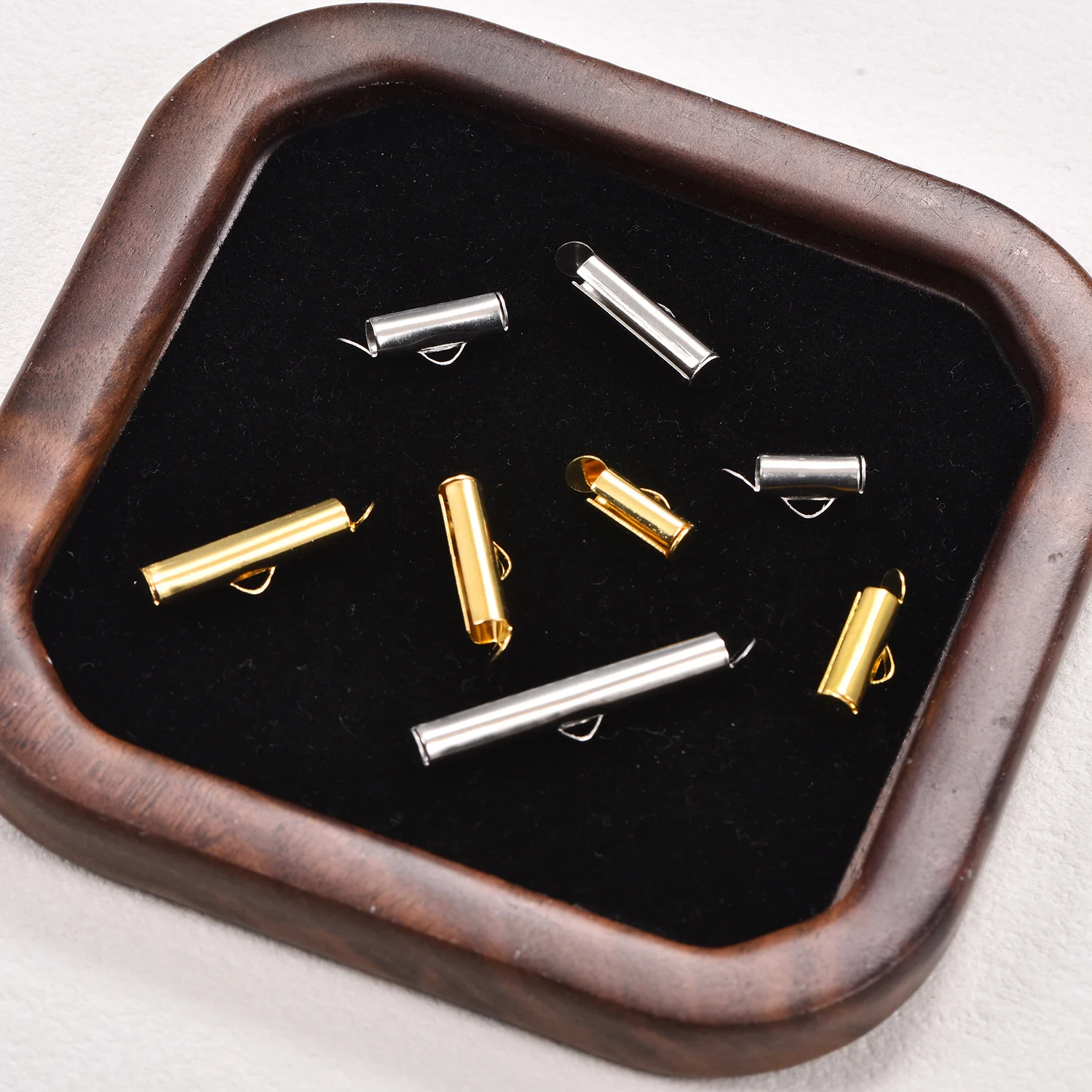 10 Stück Edelstahl-Endkappen, Rohrverschlüsse, Verbindungsschnallen, Crimp-Endperlen, Kettenverschlüsse für DIY-Armbänder, Bastelarbeiten und Schmuckherstellung – Detail 5