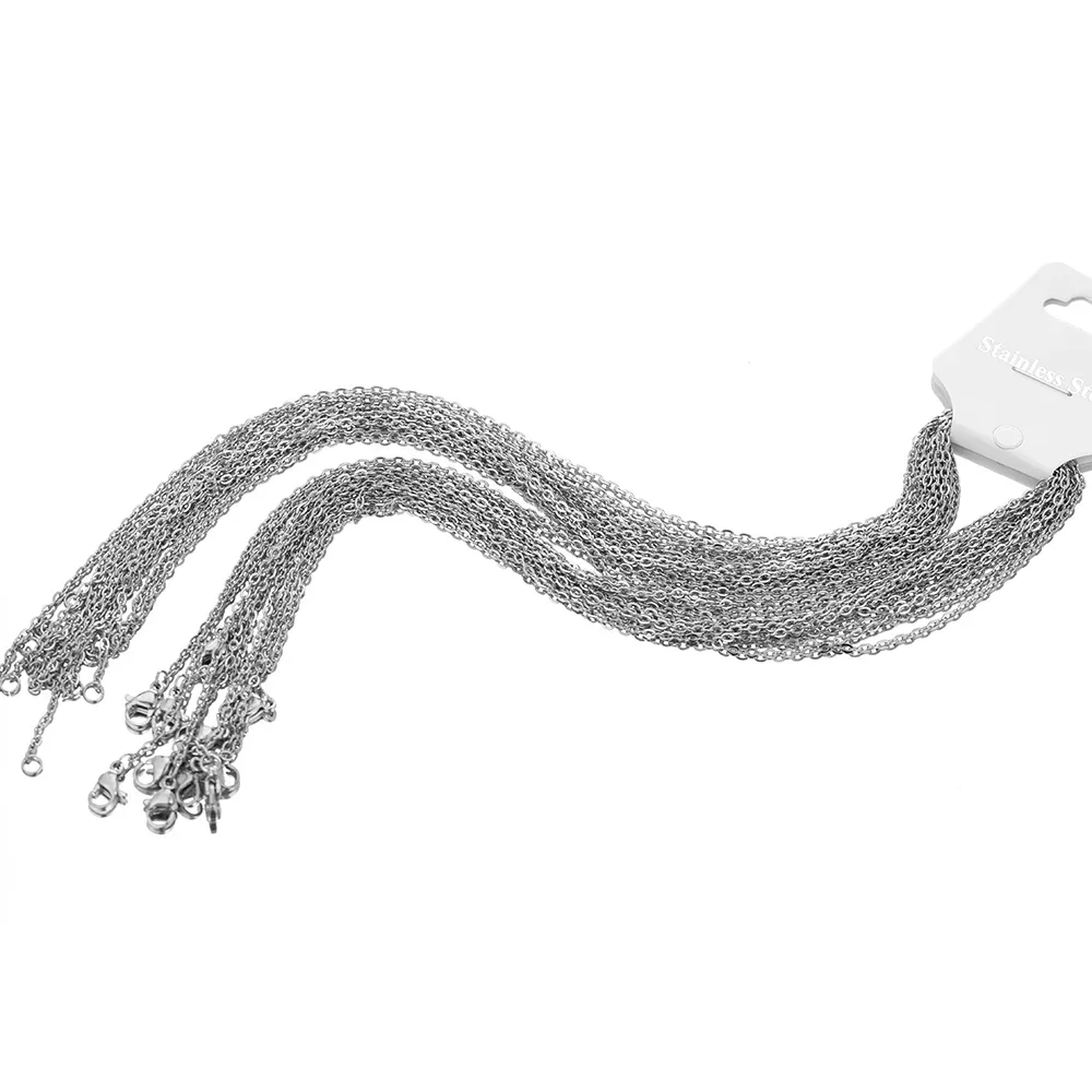 10 قطعة 50 سنتيمتر 2 مللي متر 1.5 مللي متر 1 مللي متر الذهب اللون الفولاذ المقاوم للصدأ ربط سلاسل قلادة مجوهرات الأزياء الكوبية سلاسل الجملة سلسلة Crafts بها بنفسك الحرف #2