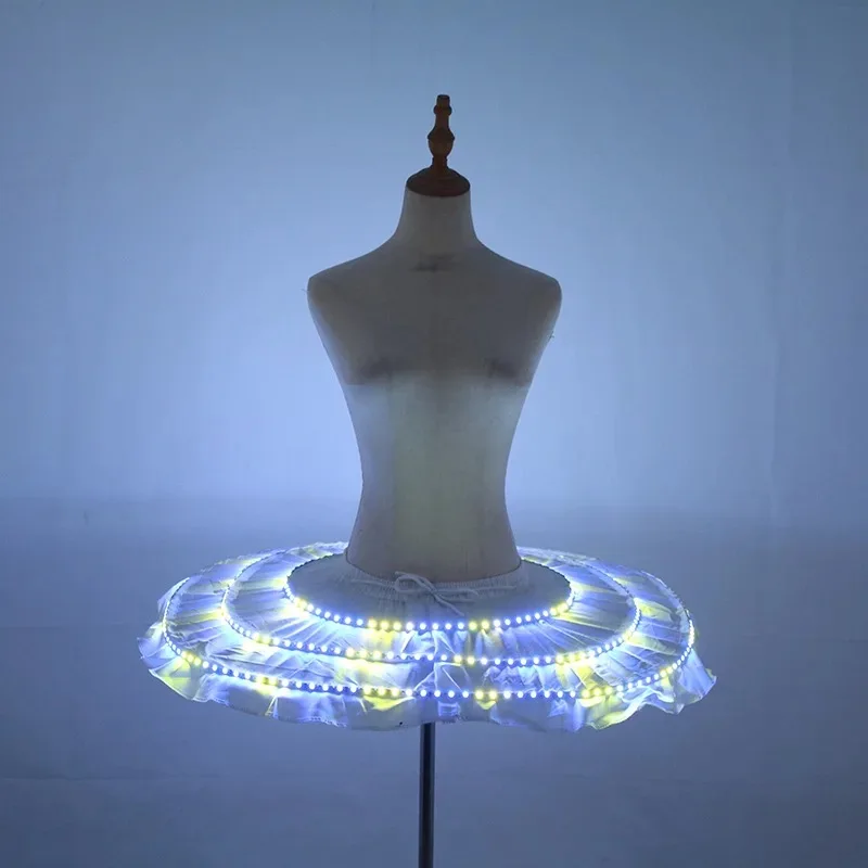 LED Glow in the Dark Tutu Skirt Gogo Dance Costume Women Stage Performance Wear Rave Outfit Luminous Ballet Skirt