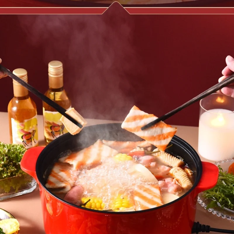 2.3L Electric Cooking Pot 400-800W 3 Gear Knob Control Non Stick Hot Pot Electric Skillet 220V