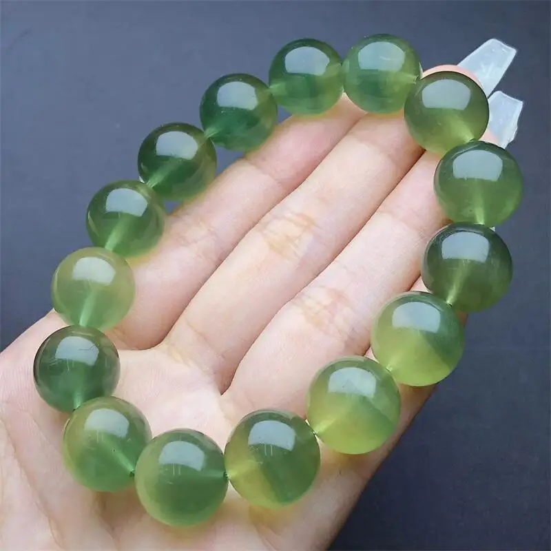 14MM Natural Fluorite Bracelet Healing Fengshui Handmade Crystal Jewelry Stretch Bangle Birthday Gift 1pcs