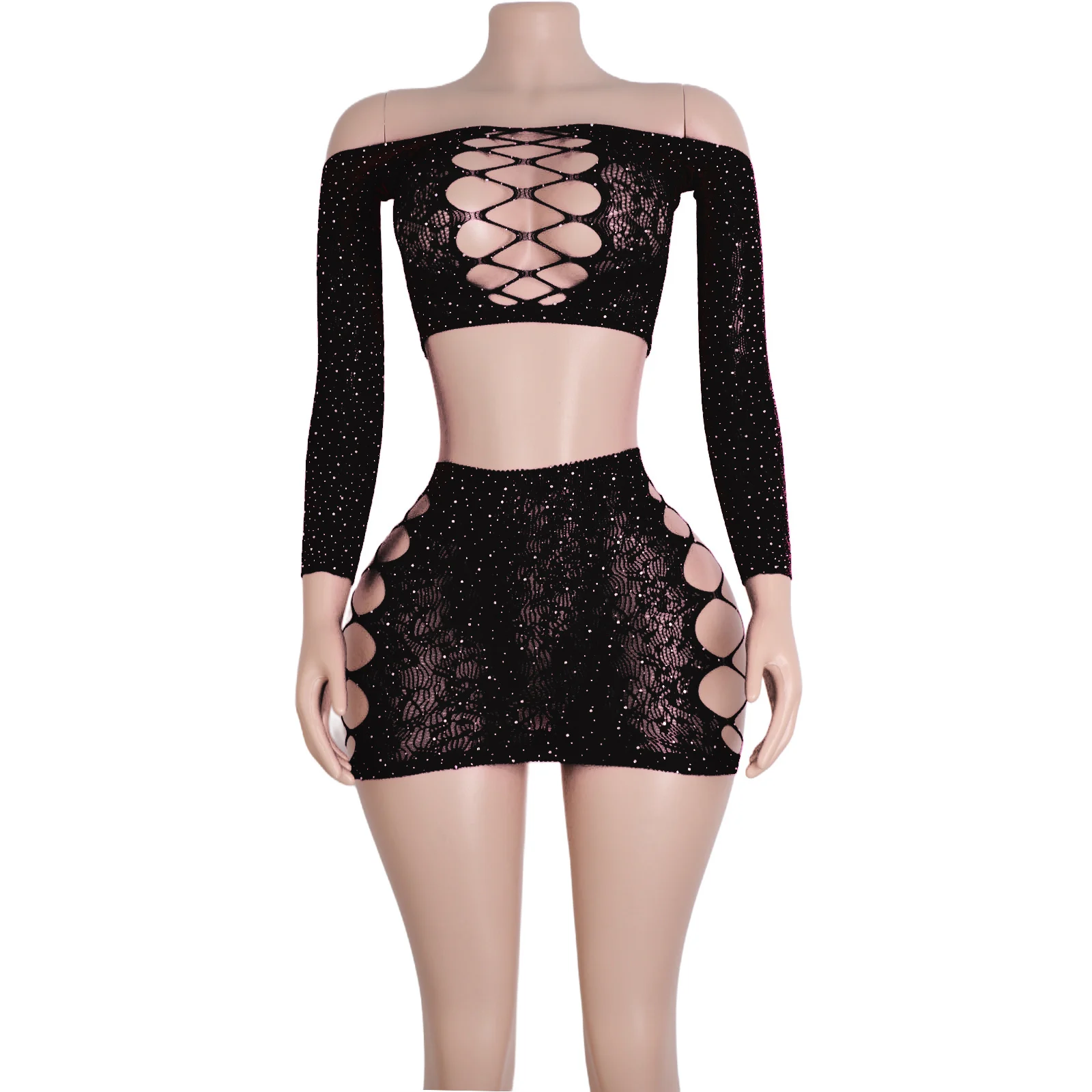 

Elegant Bra Skirt Set Exotic Dancewear Trendy Women's Nightclub Outfits Wholesale Performance Attire Custom Stripper