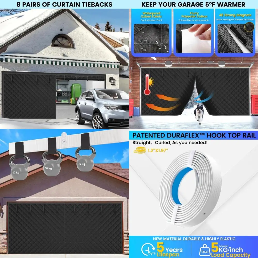

Winter Garage Door Insulation Screen, Door Curtain Kit, Magnetic Thermal Insulated Cover, Weatherproof Blanket (16 x 7 Ft)