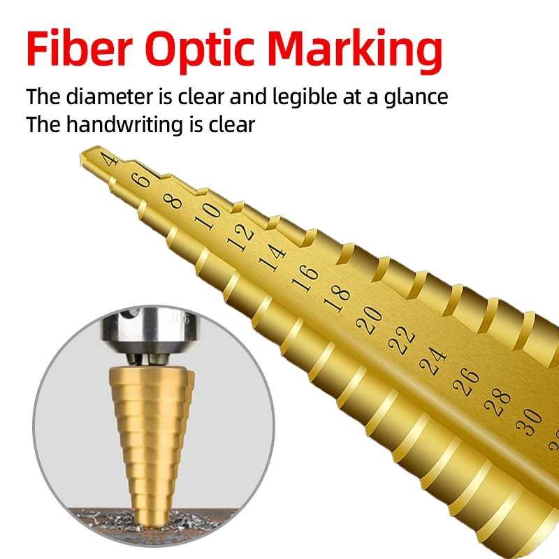 HSS التيتانيوم خطوة مثقاب الخشب M35 الكوبالت عرافة عرقوب دوامة مستقيم الأخدود ثقب معدني القاطع مخروطي المرحلة الحفر مخروط أدوات كهربائية #5