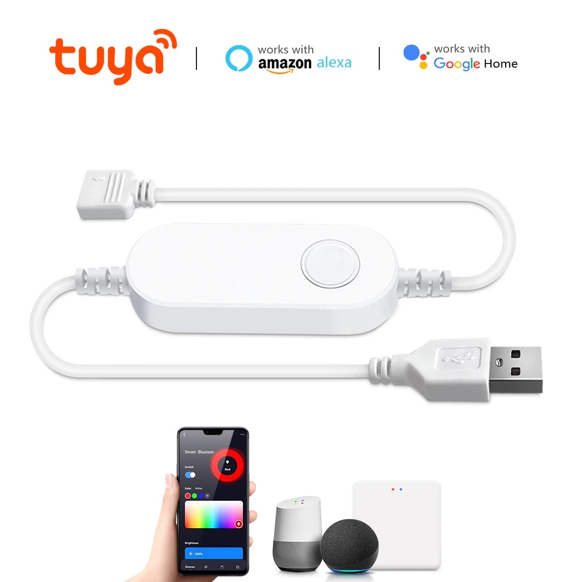 Tuya Smart Switch LED Strip LED Controller,Dimmable RGB LED Dimmer,DC/4PIN Cob Neon Tape Wifi Controller Switch,12V Power Supply