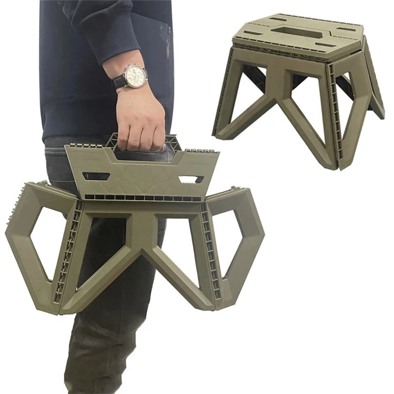 Japanese-style Portable Outdoor Folding Stool, Camping Fishing Chair, High Load-Bearing, Reinforced PP Plastic Triangle Stool