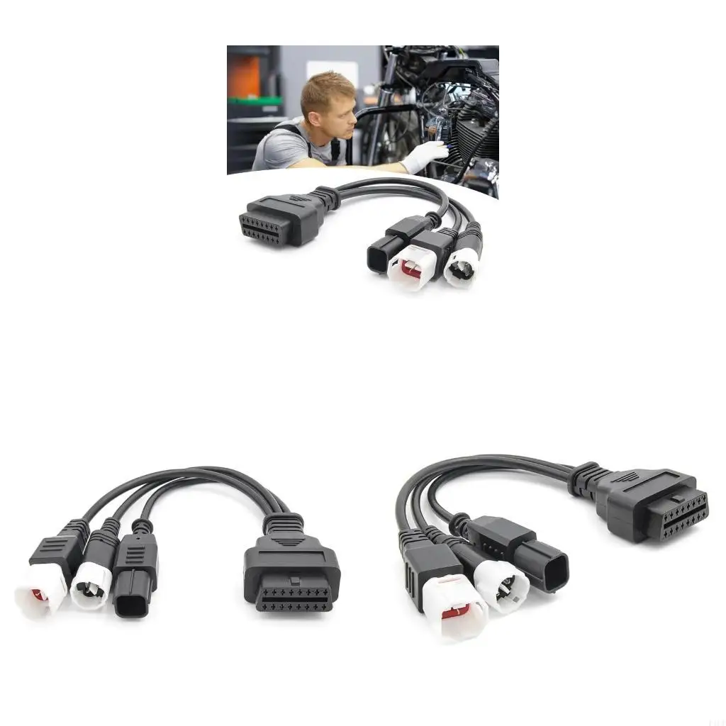 F1CF Obd 2 Splitter Extension 1 To 3 Y Cable Male Three Port To Female Motorcycle Diagnostic 3pin 4pin 6pin Adapter