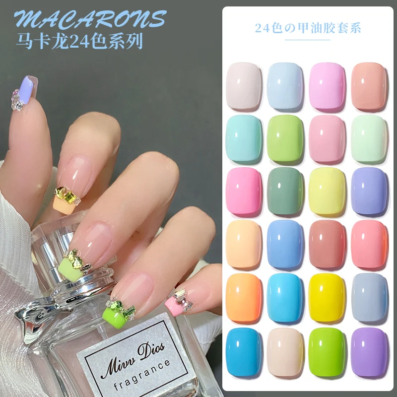 

24pcs Macaron Gel Nail Polish 15ml Soak Off UV LED Neon Gel Varnish Semi Permanent for Nail Art Manicure Set Kit Salon Supplies