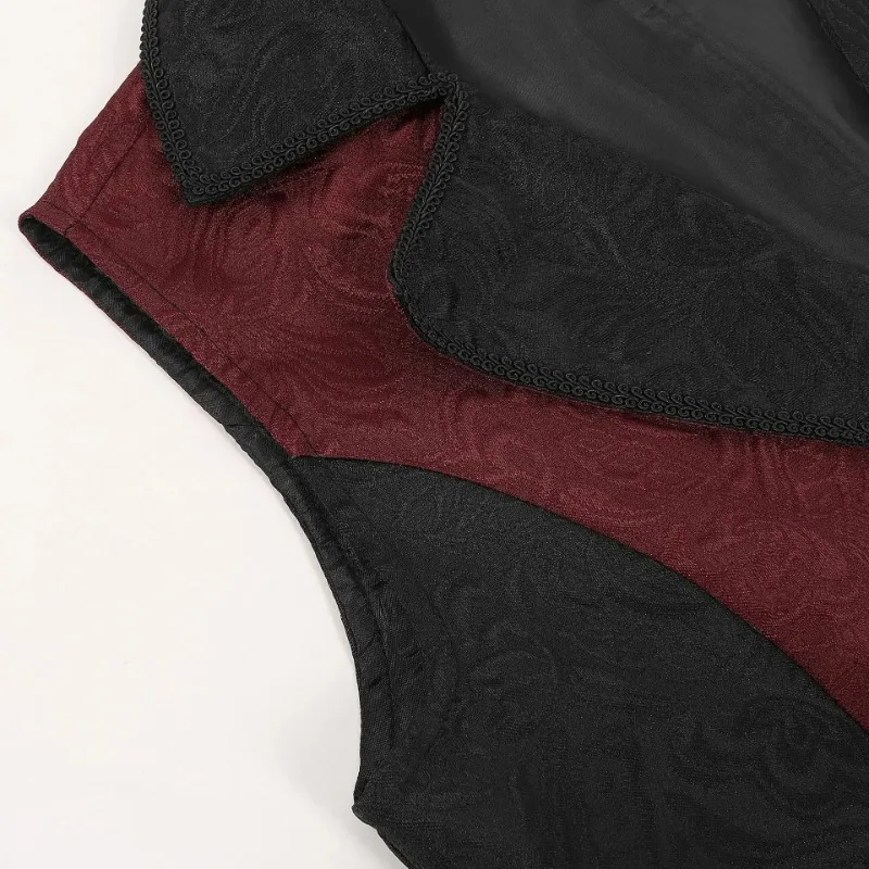 Mittelalterliche Steampunk-Kleidung für Männer, Jacquard-Gothic-Weste, einreihiger viktorianischer ärmelloser Frack, Cosplay-Ballkostüm 2026 – Detail 6