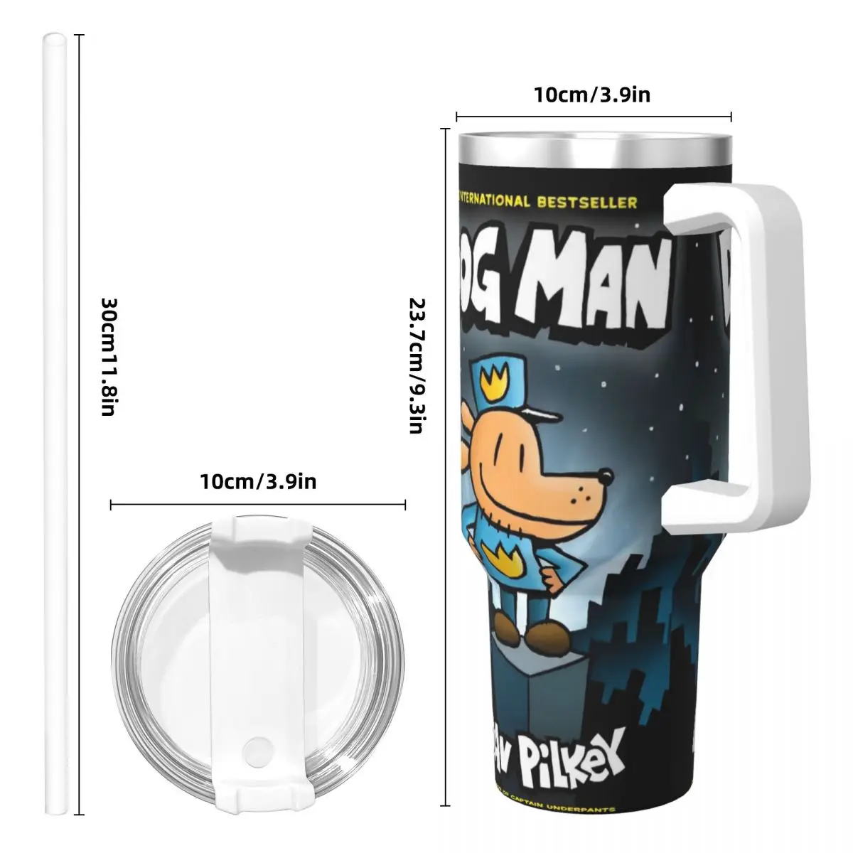 Dog Man Dogman And Friend Micro Stainless Steel Tumbler Travel Coffee Mug With Straws Car Mugs Hot Drinks Water Bottle