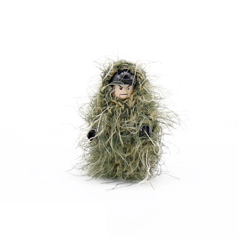 Military Moc 2pcs Camouflage Ghillie Suit Jungle Soldier Swat Weapons Accessories Figures Mini Building Blocks Toys for Children