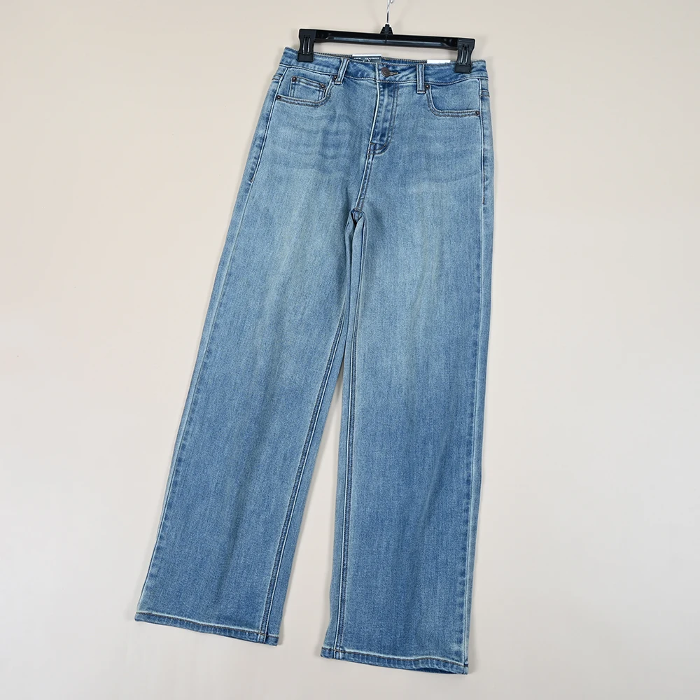 

American Style High Waist Straight Leg Wide Leg Jeans Women's Elastic Spring Summer New Arrival Casual Zipper Lengthened Loos...