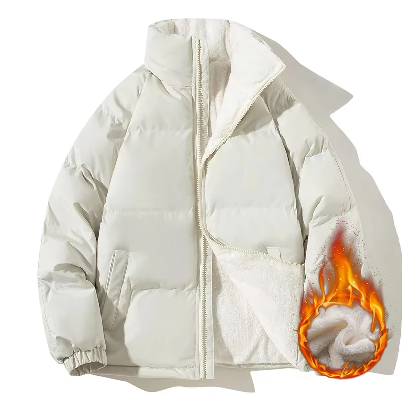 Parka Sherpa épaisse et chaude pour homme, Style Couple, ample, col montant, bouffante en polaire, coupe-vent, mode, manteaux quotidiens d'extérieur, hiver