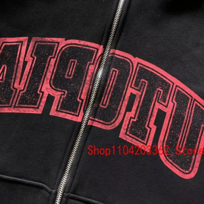 2024 Winter New UTOPIA Tour Hoodie Zipper Jacket Fun Reverse Letter Logo Print Fleecing Hoody CACTUS JACK Sweatshirt Men Women