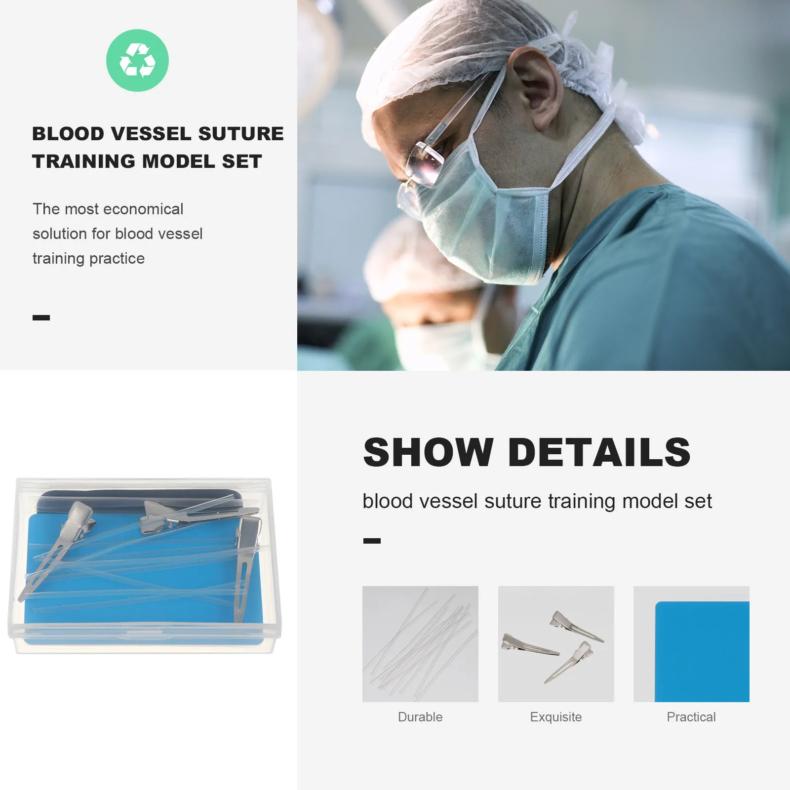 

Human Blood Vessel Suture Training Model - 2mm Microvascular Practice Kit for Surgical Skill Training & Education