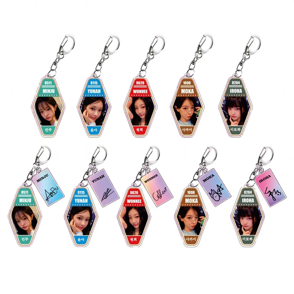 Kpop ILLIT Keychain 5CM Wohee Minju Name Tag Acrylic Pendant 2pcs/Set HD Photo Printing Keyring Backpack Accessories Fans Gift